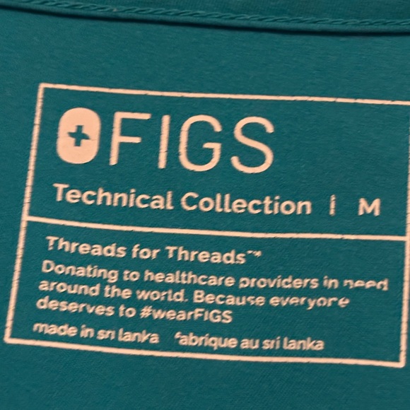 Figs Teal V-Neck Short Sleeve Tee scrub top - Picture 2 of 7